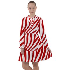 Red Zebra Vibes Animal Print  All Frills Chiffon Dress by ConteMonfrey