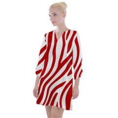 Red Zebra Vibes Animal Print  Open Neck Shift Dress by ConteMonfrey