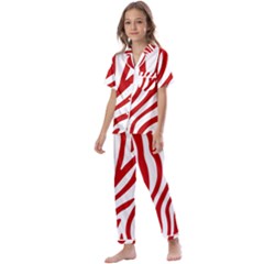 Red Zebra Vibes Animal Print  Kids  Satin Short Sleeve Pajamas Set by ConteMonfrey