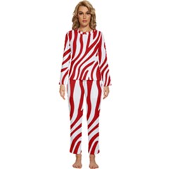 Red Zebra Vibes Animal Print  Womens  Long Sleeve Lightweight Pajamas Set by ConteMonfrey