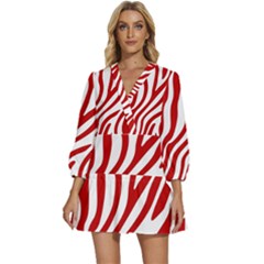 Red Zebra Vibes Animal Print  V-neck Placket Mini Dress by ConteMonfrey