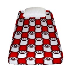 Red And White Cat Paws Fitted Sheet (single Size) by ConteMonfrey