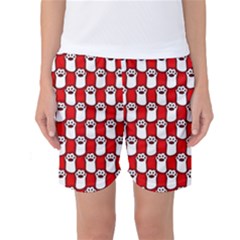 Red And White Cat Paws Women s Basketball Shorts by ConteMonfrey