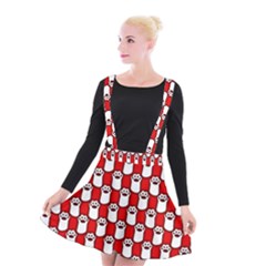 Red And White Cat Paws Suspender Skater Skirt