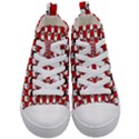 Red And White cat Paws Kids  Mid-Top Canvas Sneakers View1