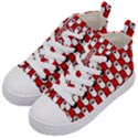 Red And White cat Paws Kids  Mid-Top Canvas Sneakers View2