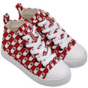 Red And White cat Paws Kids  Mid-Top Canvas Sneakers View3