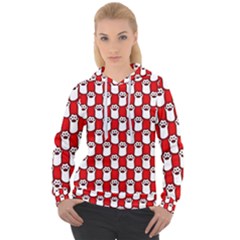 Red And White Cat Paws Women s Overhead Hoodie by ConteMonfrey