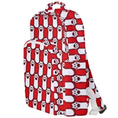 Red And White Cat Paws Double Compartment Backpack by ConteMonfrey