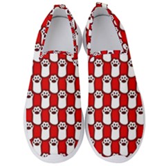 Red And White Cat Paws Men s Slip On Sneakers