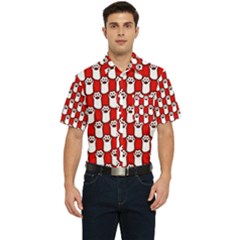 Red And White Cat Paws Men s Short Sleeve Pocket Shirt  by ConteMonfrey