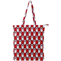 Red And White Cat Paws Double Zip Up Tote Bag by ConteMonfrey