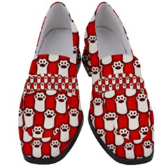 Red And White Cat Paws Women s Chunky Heel Loafers by ConteMonfrey