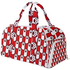 Red And White Cat Paws Burner Gym Duffel Bag by ConteMonfrey