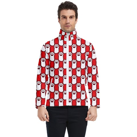 Red And White Cat Paws Men s Bomber Jacket by ConteMonfrey