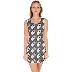 Grey And White Little Paws Bodycon Dress by ConteMonfrey