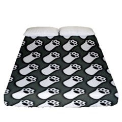 Grey And White Little Paws Fitted Sheet (queen Size) by ConteMonfrey