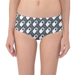 Grey And White Little Paws Mid-waist Bikini Bottoms by ConteMonfrey