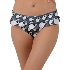 Grey And White Little Paws Frill Bikini Bottoms by ConteMonfrey