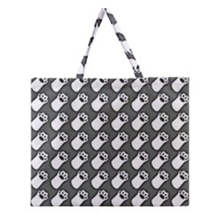 Grey And White Little Paws Zipper Large Tote Bag by ConteMonfrey