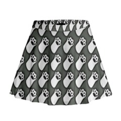 Grey And White Little Paws Mini Flare Skirt by ConteMonfrey