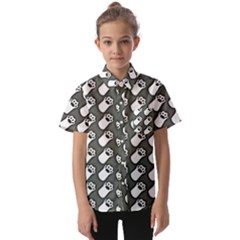 Grey And White Little Paws Kids  Short Sleeve Shirt by ConteMonfrey