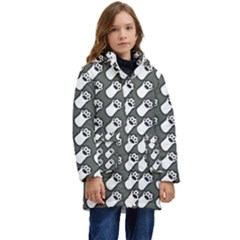 Grey And White Little Paws Kid s Hooded Longline Puffer Jacket by ConteMonfrey