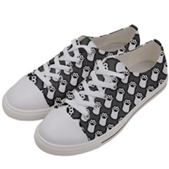 Grey And White Little Paws Men s Low Top Canvas Sneakers by ConteMonfrey