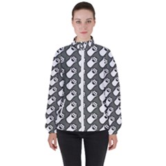 Grey And White Little Paws Women s High Neck Windbreaker by ConteMonfrey