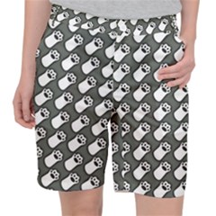 Grey And White Little Paws Women s Pocket Shorts by ConteMonfrey