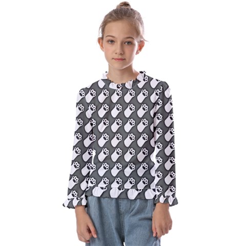 Grey And White Little Paws Kids  Frill Detail Tee by ConteMonfrey