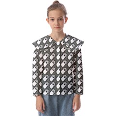 Grey And White Little Paws Kids  Peter Pan Collar Blouse by ConteMonfrey