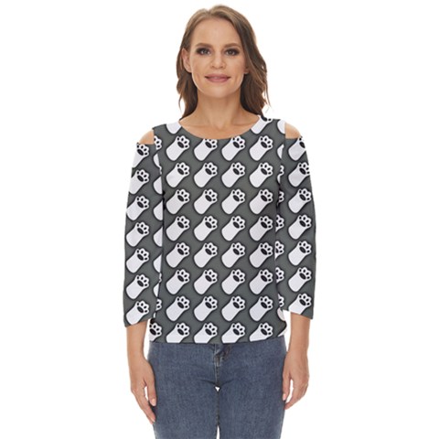 Grey And White Little Paws Cut Out Wide Sleeve Top by ConteMonfrey