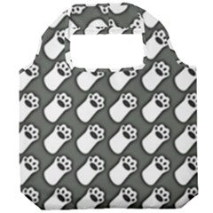 Grey And White Little Paws Foldable Grocery Recycle Bag by ConteMonfrey