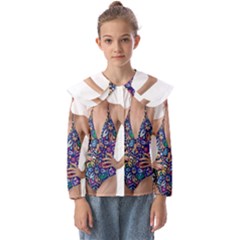 Leafs And Floral Print Kids  Peter Pan Collar Blouse by BellaVistaTshirt02