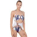 Leafs and Floral print Scallop Top Cut Out Swimsuit View1