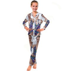 Leafs And Floral Print Kid s Satin Long Sleeve Pajamas Set