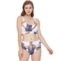 Leafs and Floral print Frilly Bikini Set View1