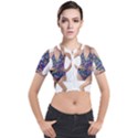 Leafs and Floral print Short Sleeve Cropped Jacket View1