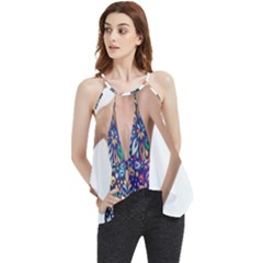 Leafs And Floral Print Flowy Camisole Tank Top by BellaVistaTshirt02