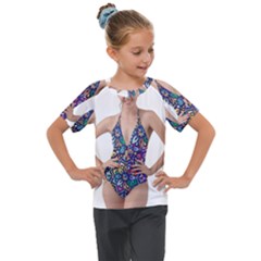 Leafs And Floral Print Kids  Mesh Piece Tee