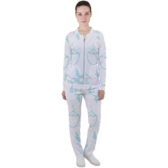 Birds Seamless Pattern Blue Casual Jacket And Pants Set by ConteMonfrey