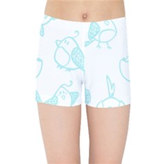 Birds Seamless Pattern Blue Kids  Sports Shorts by ConteMonfrey