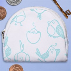 Birds Seamless Pattern Blue Horseshoe Style Canvas Pouch by ConteMonfrey