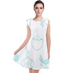 Birds Seamless Pattern Blue Tie Up Tunic Dress by ConteMonfrey