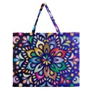 Leafs and Floral Zipper Large Tote Bag View1