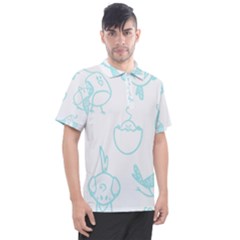 Birds Seamless Pattern Blue Men s Polo Tee by ConteMonfrey