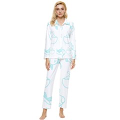 Birds Seamless Pattern Blue Womens  Long Sleeve Velvet Pocket Pajamas Set by ConteMonfrey