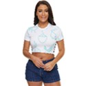 Birds Seamless Pattern Blue Side Button Cropped Tee View1