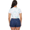 Birds Seamless Pattern Blue Side Button Cropped Tee View4